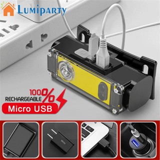 Lumiparty Cob ไฟฉายสวมศีรษะ Led 6 โหมด Ip64 กันน้ํา ชาร์จ Usb