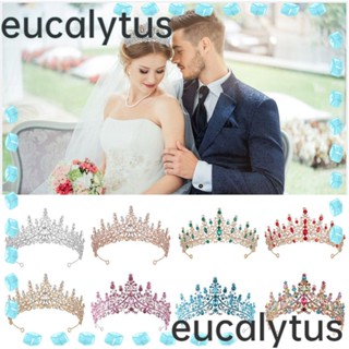 Eucalytus1 มงกุฎมงกุฎเจ้าหญิง ประดับคริสตัล พลอยเทียม สําหรับงานแต่งงาน