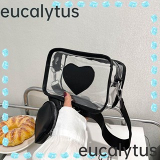 Eucalytus1 กระเป๋าสะพายไหล่ กระเป๋าถือ แบบใส รูปหัวใจ ลําลอง