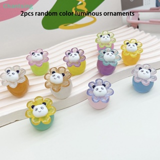 &lt;Chantsing&gt; ตุ๊กตาแพนด้า เรืองแสง สีแคนดี้ สําหรับตกแต่งรถยนต์ ลดราคา 2 ชิ้น