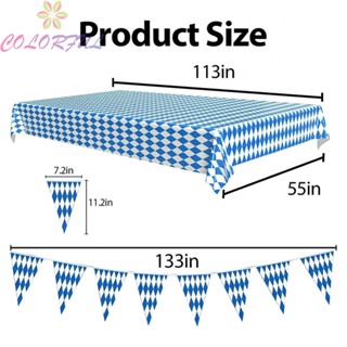 【COLORFUL】Table Cloth Beer Oktoberfest Party Decoration String Pull Flag Table Cover