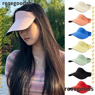 Rosegoods1 หมวกชายหาด ป้องกันรังสียูวี, หมวกกันแดด ระบายอากาศ พับเก็บได้, หมวกบังแดด แบบบูรณาการ ไม่ทําเครื่องหมาย สําหรับผู้หญิง