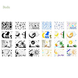 Dudu ชุดแม่แบบ PET คลาสสิก ลายดาว ดวงจันทร์ กวาง 12 ชิ้น