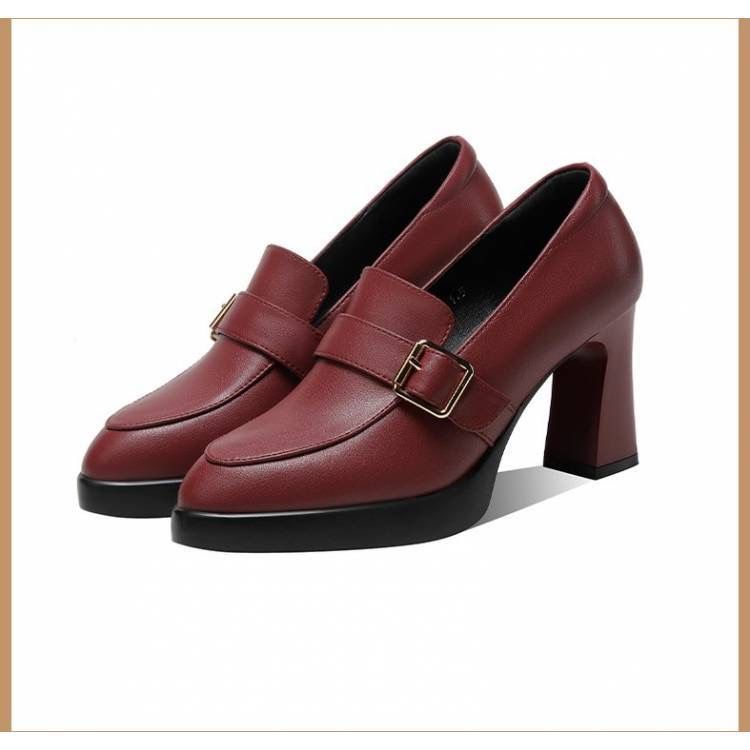 ใหม่ผู้หญิงส้นสูง  รองเท้าส้นตึกหนังนิ่มหัวแหลมแฟชั่น - รูปที่ 5