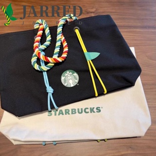 Jarred Starbucks กระเป๋าสะพายไหล่ กระเป๋าถือ ผ้าแคนวาส ขนาดใหญ่ จุของได้เยอะ พิมพ์ลายตัวอักษร เหมาะกับการพกพาชอปปิ้ง สําหรับสตรี