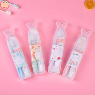 Newbaby 2-in-1 แปรงสีฟันยาสีฟัน ขนแปรงนุ่ม แบบพกพา ลายการ์ตูนน่ารัก สําหรับเด็ก