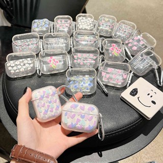 เคสใส แบบนิ่ม TPU ลายดอกไม้ หัวใจ สําหรับ AirPods 1 2 3 Pro Pro2 AirPods 2 Pro AirPods Pro2