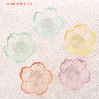 Trwitr จานแก้วใส่ซอส ไอศกรีม ผลไม้ ขนาดเล็ก สไตล์นอร์ดิก ญี่ปุ่น ดอกซากุระ สีทอง TH