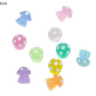 Bak จี้เรซิ่น รูปเห็ดน่ารัก เรืองแสง ขนาดเล็ก สุ่มสี DIY 5 ชิ้น