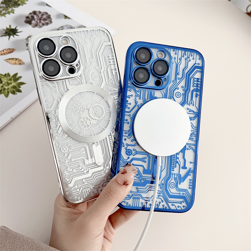 เคสโทรศัพท์มือถือ ซิลิโคนนิ่ม กันกระแทก ลายนาฬิกากลไก สําหรับ iphone11 12 13 14 PRO MAX