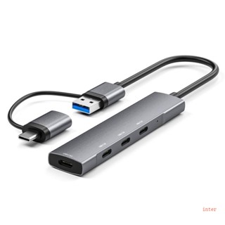 Inter ฮับ USB C เป็นฮับ USB 4 พอร์ต 5Gbps พร้อมอะแดปเตอร์แยก USB C 4 พอร์ต Type C สําหรับแล็ปท็อป