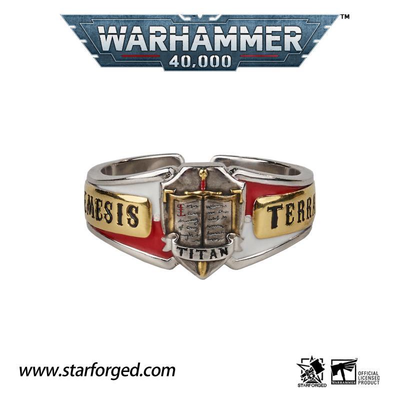 Star Casting Warhammer 40K เกม สินค้าสีเทา Knight เสื้อกันหนาวแหวน 925 แหวนเงินชุบทอง