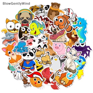 Blowgentlywind สติกเกอร์ ลายการ์ตูนสัตว์ กันน้ํา สําหรับติดตกแต่งแล็ปท็อป สเก็ตบอร์ด ตู้เย็น 50 ชิ้น BGW