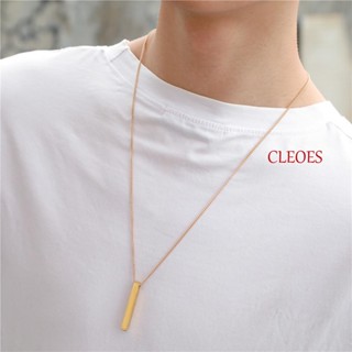 Cleoes สร้อยคอโซ่ ทรงสี่เหลี่ยมผืนผ้า เรียบง่าย สไตล์ฮิปฮอป สีดํา