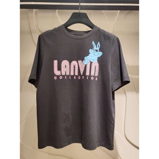 Lanvin เสื้อยืดแขนสั้นลําลอง ผ้าฝ้ายแท้ สวมใส่สบาย สไตล์สปอร์ต 2023