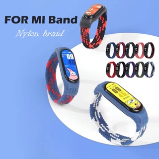 สายนาฬิกาข้อมือไนล่อน ยืดหยุ่น แบบเปลี่ยน สําหรับ mi band 3 4 5 6 Xiaomi