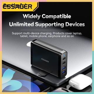 ESSAGER ★ Forthefu ★  อุปกรณ์ชาร์จ 100W 4 เอาท์พุท GaN USB C PD ชาร์จเร็ว US EU UK สําหรับ iPhone Samsung Xiaomi MacBook