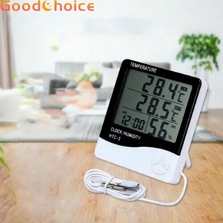 Thermometer Black Clock Digital HTC-2 Humidity Hygrometer Indoor Office