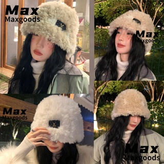 Maxg หมวกบักเก็ต ผ้ากํามะหยี่ขนนิ่ม หนา กันลม กันลม ให้ความอบอุ่น สีพื้น เหมาะกับฤดูหนาว