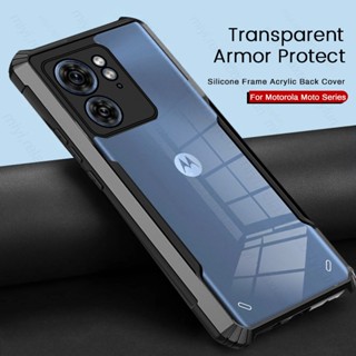 For Motorola Edge 40 5G Edge40 MotorolaEdge40 2023 Shockproof Clear Case Acrylic Transparent Bumper TPU Shockproof Back Cover Anti-fall Protective Phone Case