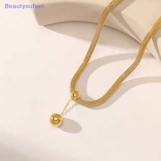 [Beautyoufeel] สร้อยคอโช้คเกอร์ จี้ลูกปัดเหล็กไทเทเนียม สีทอง ไม่ซีดจาง เครื่องประดับ สําหรับผู้หญิง ปาร์ตี้ ของขวัญ