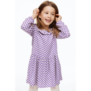 H&amp;M ชุดเดรสทอลายแต่งระบาย Girl Patterned flounced dress 0886628_1