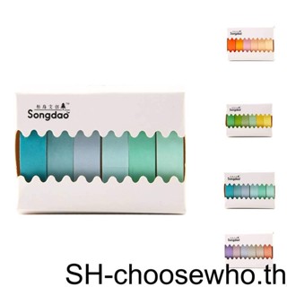 【Choo】เทปวาชิ สีพื้น สําหรับตกแต่งสมุดภาพ 1 2 3 6 ชิ้น ต่อชุด