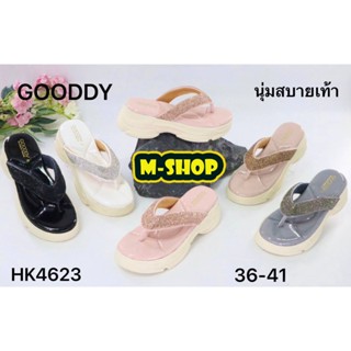 New สินค้าใหม่พร้อมส่ง GD99-4623 รองเท้าแฟชั่น พื้นหนา 2นิ้ว หูหนีบเพชร