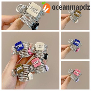 Oceanmapdz กิ๊บติดผมหางม้า ประดับพลอยเทียม ทรงไม่สม่ําเสมอ ลายดอกไม้ สีแคนดี้