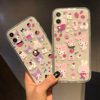 เคสโทรศัพท์มือถือ ซิลิโคน ใส ลายน่ารัก สําหรับ iPhone 11 12 13pro QYJS x xr xsmax 14 78plus 11promax 14pro 12pro 14promax 13