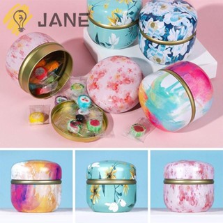 Jane กระปุกเหล็กใส่ชา ขนมขบเคี้ยว และเทียน แบบพกพา ขนาดเล็ก สีสันสดใส