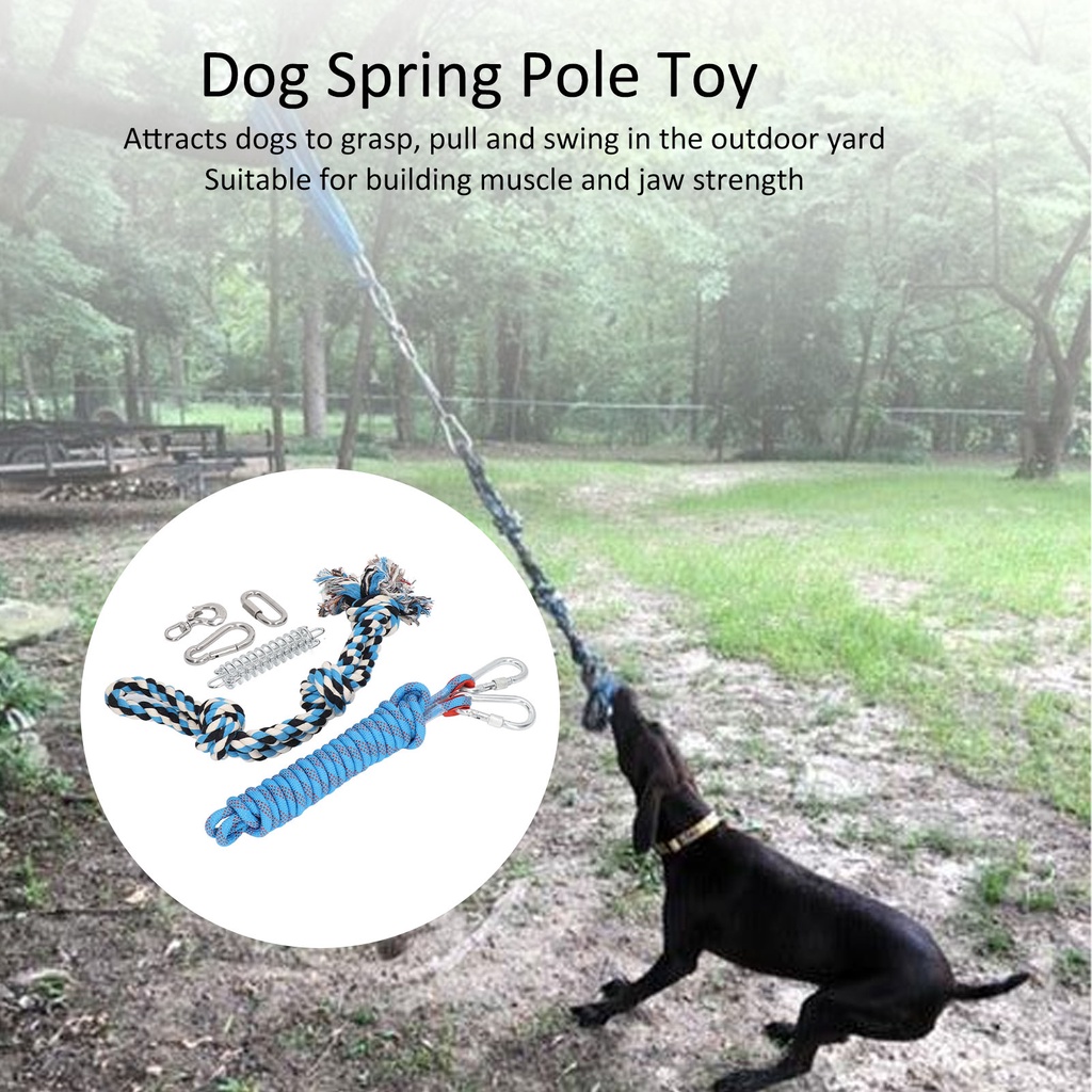 Pets Shop Spring Pole Dog Toy 360 องศา Rotating Muscle Builder Interactive Puppy Tug Rope for Indoor Outdoor