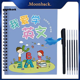 &lt;moonback&gt; ชุดสมุดคัดลอกลายตัวอักษรภาษาอังกฤษ ใช้ซ้ําได้ สําหรับเด็ก