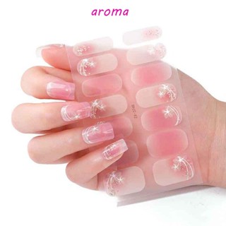 Aroma สติกเกอร์ติดเล็บ เต็มรูปแบบ ผู้หญิง หวาน เต็มรูปแบบ เล็บ เคล็ดลับ บรอนซ์ ดอกไม้ ดาว กาวในตัว ตกแต่งเล็บ