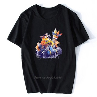 เสื้อยืด ผ้าฝ้าย พิมพ์ลาย Crash Bandicoot Racing สไตล์วินเทจ ดิจิทัล ขนาดใหญ่ สําหรับผู้ชาย