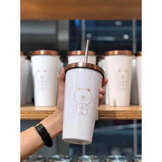 แก้วกาแฟ แก้วเก็บความเย็นหมีบราวน์สวัสดีมาแล้วนะคะเก็บได้ทั้งร้อนและเย็น(งานแท้)