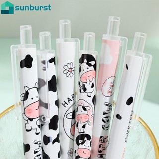 ปากกาแอคชั่น แบบกด ลายการ์ตูนวัวน่ารัก ขนาด 0.5 มม. สีดํา เครื่องเขียน สําหรับนักเรียน สํานักงาน