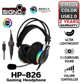 COINSคืน15%⚡FB9JMZV6⚡ SIGNO หูฟังเกมมิ่ง HP-826 7.1 AUGUSTA GAMING HEADPHONE RGB USB2.0(รับประกันศูนย์2ปี)