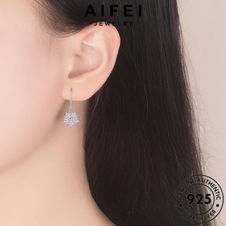 AIFEI JEWELRY เครื่องประดับ ต้นฉบับ 925 เงิน คริสตัลเพชรสีชมพู ตุ้มหู ต่างหู เครื่องประดับ ห่วง หนีบ ผู้หญิง เกาหลี แท้ ดอกไม้สดขนาดเล็ก Silver แฟชั่น E546