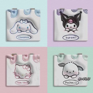 SANRIO กระจกแต่งหน้า ขนาดเล็ก แบบพกพา สามารถพับได้ ลาย Kuromi สําหรับหอพักนักเรียน