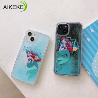 เคสโทรศัพท์มือถือ แบบใส ลายการ์ตูนหมีนางเงือก มีทรายไหล สําหรับ iphone 14 Plus 14 13 12 11 Pro Max Xs Max XR X 8 7 6 6S Plus