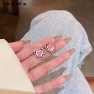 [highbuying] ต่างหูสตั๊ด รูปหัวใจน่ารัก ขนาดเล็ก สไตล์วินเทจ คลาสสิก สําหรับผู้หญิง สินค้าใหม่