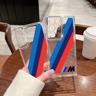 เคสโทรศัพท์มือถือแบบนิ่ม ใส กันกระแทก กันรอยกล้อง ลายป้าย BMW แฟชั่น สําหรับ Samsung Galaxy S23 S22 Plus S21Ultra S20 FE A20 A03 Core