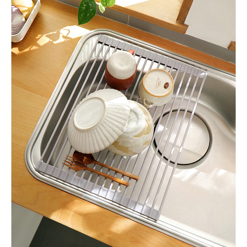 Omocha - Roller rack ที่วางเสริมสำหรับพักจานบริเวณอ่างล้างจาน ตะแกรงม้วนที่คว่ำจาน - รูปที่ 4