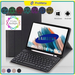 คีย์บอร์ดบลูทูธไร้สาย For Samsung Galaxy Tab S7 FE S7Plus S8Plus Tab S6 Lite TPU คลุม ยาเม็ด Keyboard Case