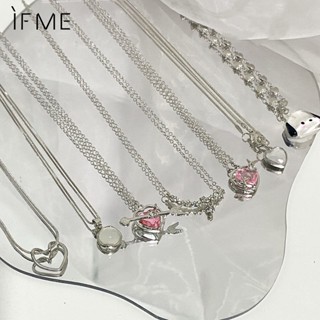 Ifme สร้อยคอโช้คเกอร์ จี้รูปดอกทิวลิป และหัวใจ ประดับเพทาย และปีกผีเสื้อ เครื่องประดับ สําหรับผู้หญิง