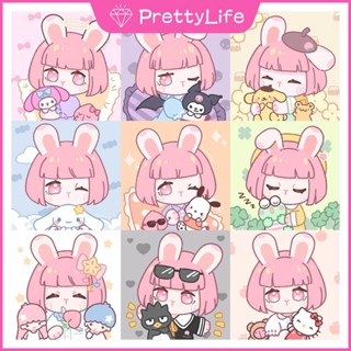 SANRIO (PL พร้อมส่ง) ชุดงานปักครอสสติตช์เม็ดบีด ทรงเพชร 5d รูปสาวซานริโอ้ ขนาด 30x30 ซม. สําหรับตกแต่งบ้าน DIY