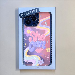 Casetify X เคสโทรศัพท์มือถือ PC TPU แข็ง ขอบลายเลเซอร์ สําหรับ IPhone 14 Pro MAX 14 Plus 13 Pro MAX 12 Pro MAX 11 Pro MAX XS MAX XR X