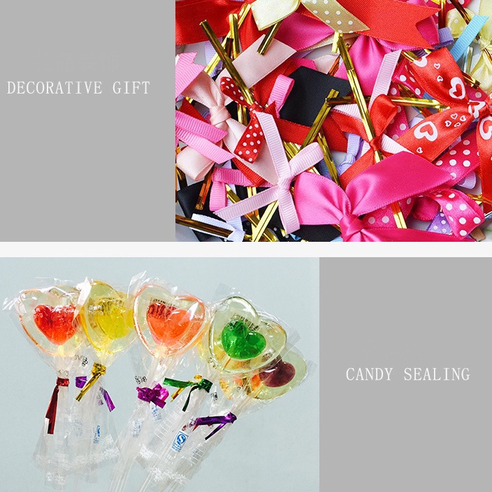 ลวดมัดปากถุงขนมลวดสี  แบบพลาสติก OPP และแบบกระดาษ ขนาด 9cm 10cm