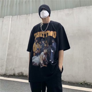 【NEW】[ไซส์ S-8XL] ฤดูร้อนสไตล์สตรีทลำลองหลวมไซส์ใหญ่เสื้อยืดแขนสั้นผู้ชาย